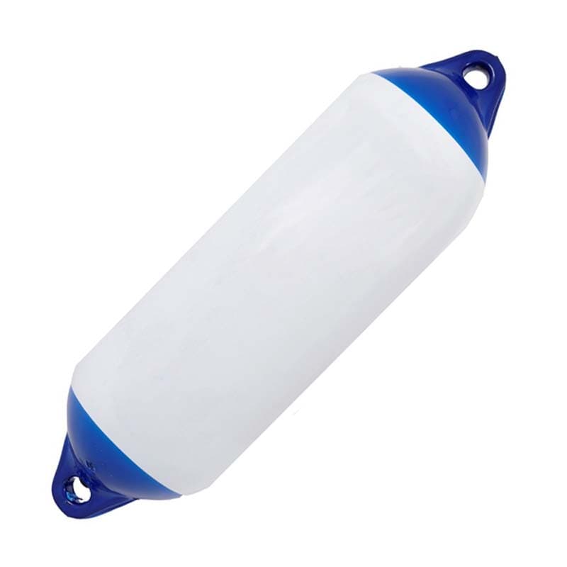 Defensa reforçada, 120 × 480 mm, branca com olhais azuis