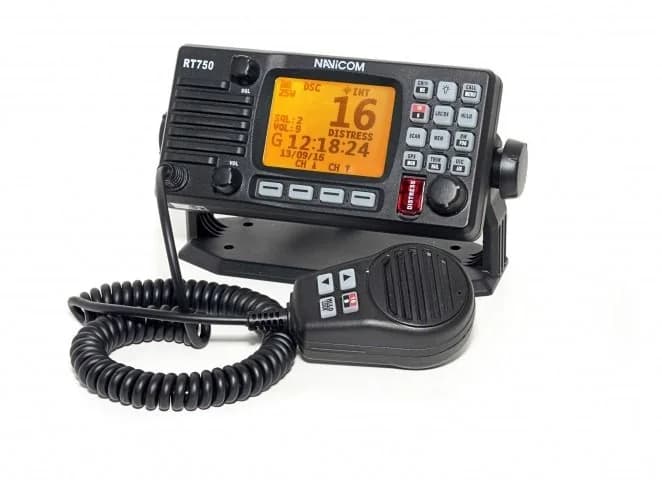 Pack Rádio VHF Fixo Navicom RT750 DSC GPS c/antena 0,9 mts e suporte