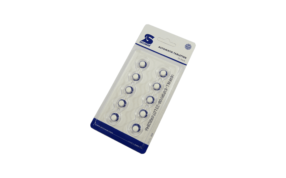 Pastilhas de ativação automática, embalagem de 10
