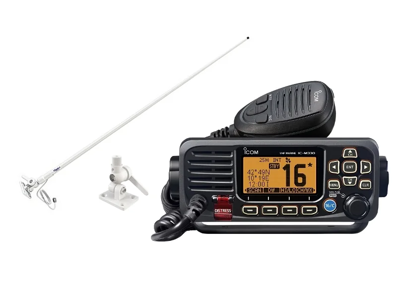 Pack Rádio IC-M330GE c/DSC e GPS + Antena VHF 1 metro e suporte