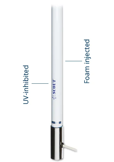 Antena VHF SCOUT 2,4 m Clássica + 6 m cabo/ficha