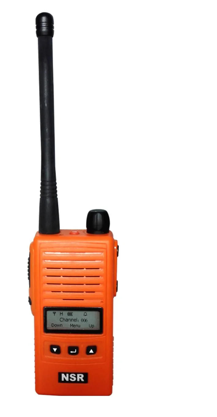 VHF Portátil de Emergência GMDSS NSR c/Bateria selada + Bat. Suplente e Carregador